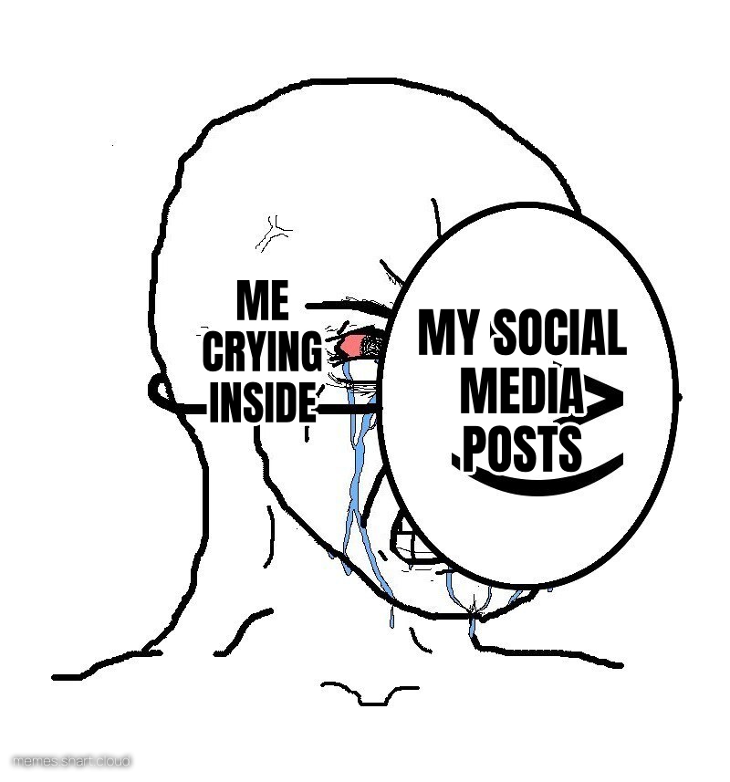 Pretending To Be Happy, Hiding Crying Behind A Mask preview
